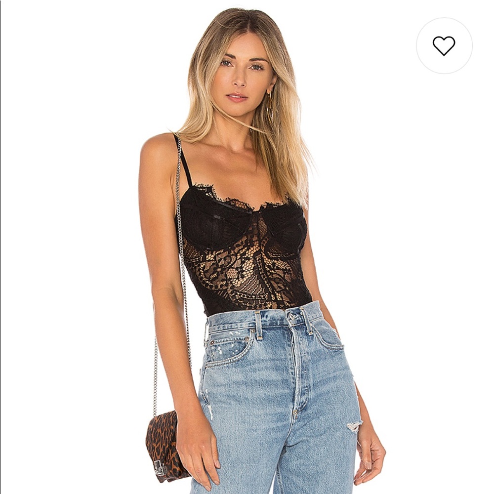 Bardot Black Lace Bodysuit Sz M New With Tags